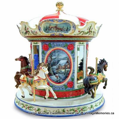 Large Musical Carousel Cookie Jar 
