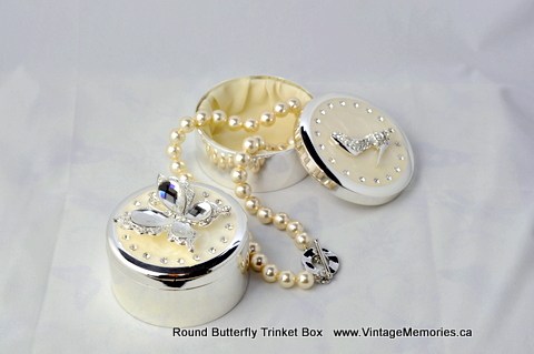 Round Butterfly Trinket Box