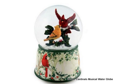 Winter Cardinals water globe.