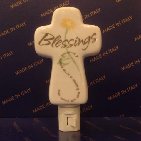 porcelain night light with Blessing Cross